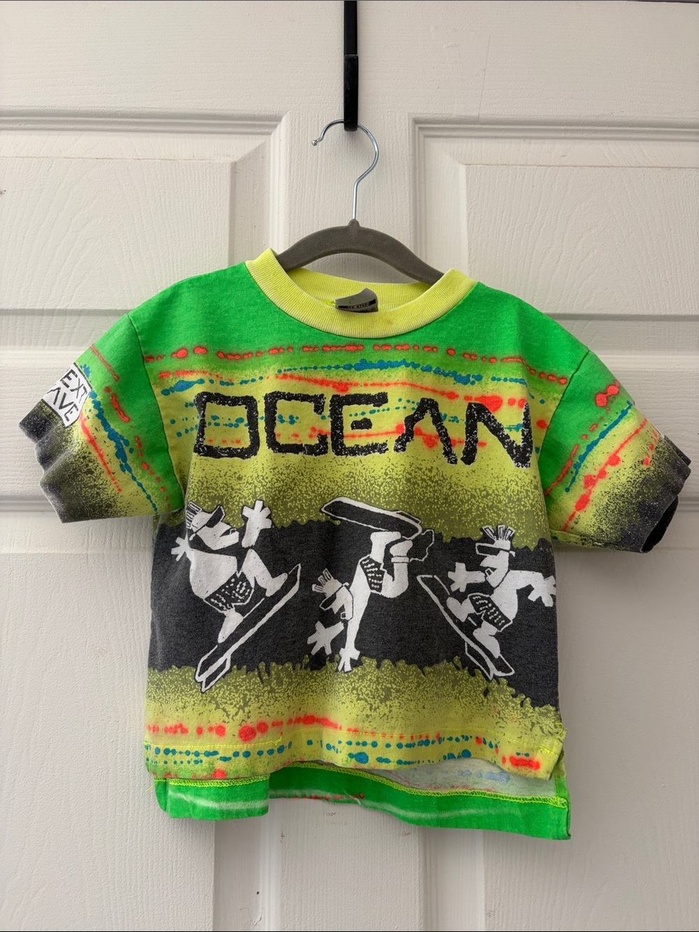 OP Neon Green 'Ocean' Graphic Tee with Yellow Trim
